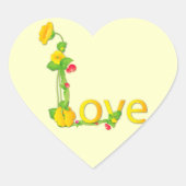Liefde in Gele Bloemen Hart Sticker (Voorkant)