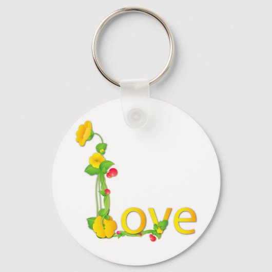 Liefde in Gele Bloemen Sleutelhanger (Voorkant)