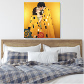 Liefde in goud, elegant zoenend paar ❤️ canvas afdruk (Insitu (Slaapkamer))