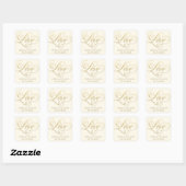 Liefde in Goud Script Ivoor Bruiloft Monogram Vierkante Sticker (Vel)