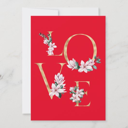 Liefde in gouden letters met magnoliumbloemen (Voorkant)