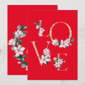 Liefde in gouden letters met magnoliumbloemen (Voorkant / Achterkant)