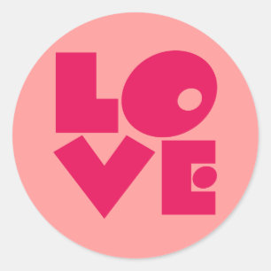 Liefde in grote blokletters ronde sticker