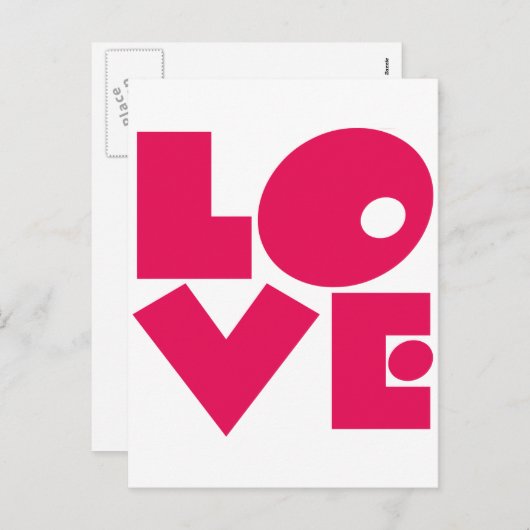 Liefde in grote roze letters feestdagenkaart (Voorkant / Achterkant)