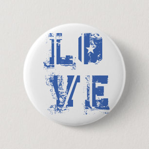 Liefde in Grungy Urban Blue Ronde Button 5,7 Cm