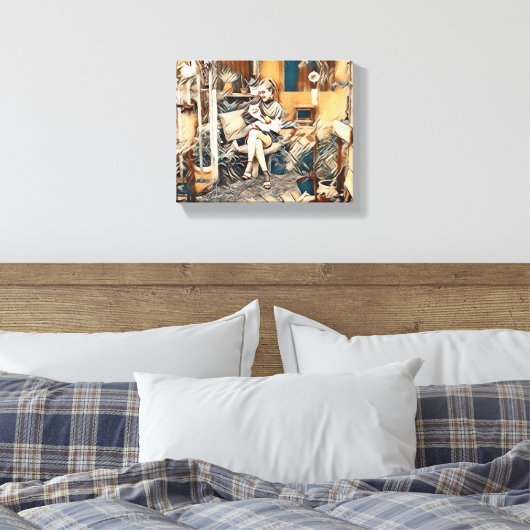 Liefde in haar handen kat canvas afdruk (Insitu (Slaapkamer))