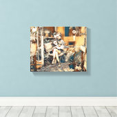 Liefde in haar handen kat canvas afdruk (Insitu (Houten vloer))