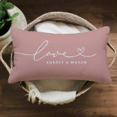 Liefde in Hart Script Stof Dusty Rose Aangepaste T Kussen