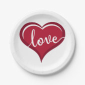 liefde in hart valentijn papieren bordje (Voorkant)