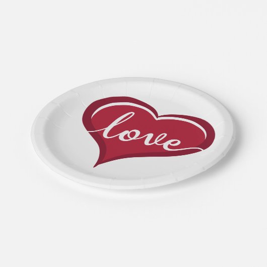 liefde in hart valentijn papieren bordje (Gekanteld)