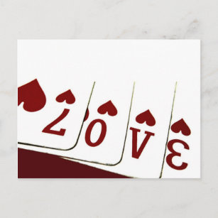 Liefde in hartspelkaarten briefkaart