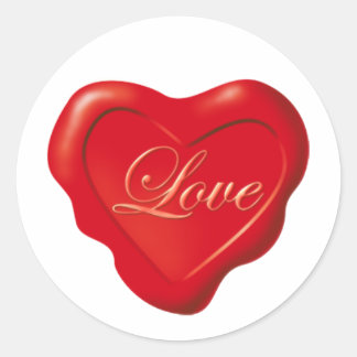 Liefde in hartvormige rode afdichting ronde sticker