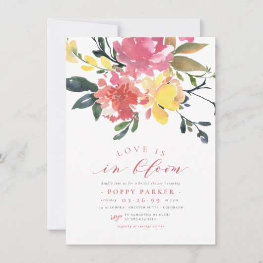 Liefde in het bloem Modern Spring Floral Vrijgezel Kaart (Voorkant)