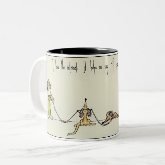 Liefde in het digitale tijdperk tweekleurige koffiemok (Voorkant links)