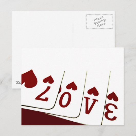 Liefde in het hart speelkaarten briefkaart (Voorkant / Achterkant)