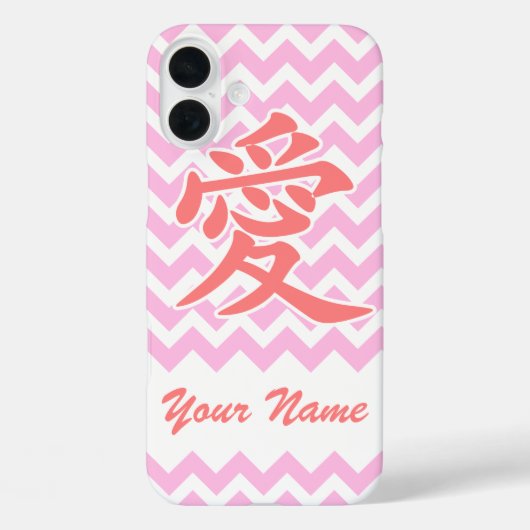 Liefde in het Japans met roze Chevron Patroon Case-Mate iPhone Case (Achterkant)