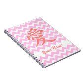 Liefde in het Japans met roze Chevron Patroon Notitieboek (Rechterzijde)