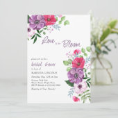 Liefde in het Paarse Bloom Pink Floral Vrijgezelle Kaart (Staand voorkant)