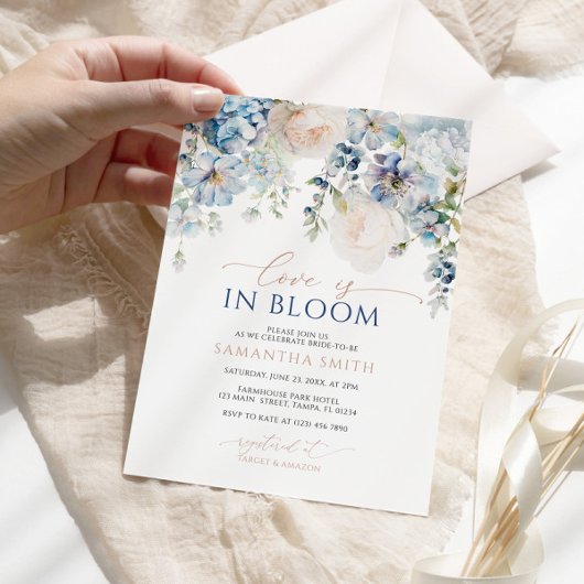 Liefde in het Vrijgezellenfeest Bloom Blue Hydrang Kaart