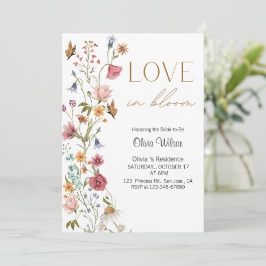 Liefde in het Vrijgezellenfeest Bloom Kaart (Staand voorkant)