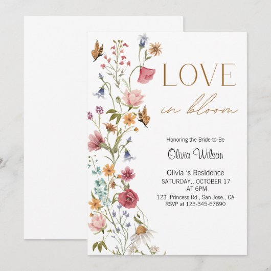 Liefde in het Vrijgezellenfeest Bloom Kaart (Voorkant / Achterkant)