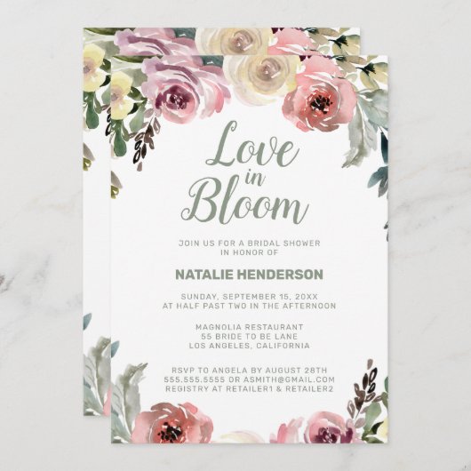 Liefde in het Vrijgezellenfeest Bloom Kaart (Voorkant / Achterkant)