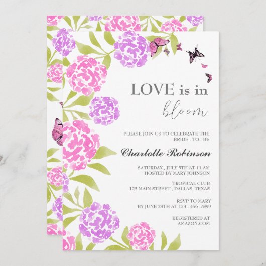 Liefde in het Vrijgezellenfeest Bloom Kaart (Voorkant / Achterkant)