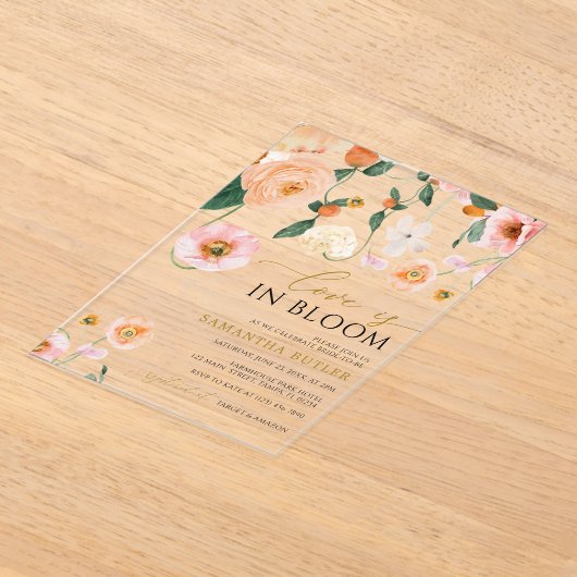 Liefde in het Vrijgezellenfeest Bloom Poppies Flow Acryl Uitnodigingen (Laagn)