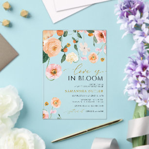 Liefde in het Vrijgezellenfeest Bloom Poppies Flow Acryl Uitnodigingen