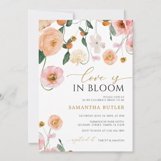 Liefde in het Vrijgezellenfeest Bloom Poppies Flow Kaart (Voorkant)