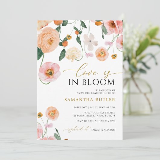 Liefde in het Vrijgezellenfeest Bloom Poppies Flow Kaart (Staand voorkant)