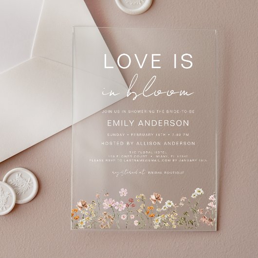 Liefde in het Vrijgezellenfeest Bloom Wildflower Acryl Uitnodigingen