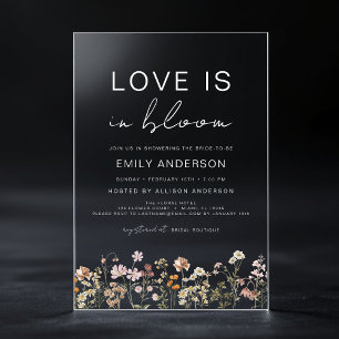 Liefde in het Vrijgezellenfeest Bloom Wildflower Acryl Uitnodigingen
