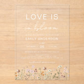 Liefde in het Vrijgezellenfeest Bloom Wildflower Acryl Uitnodigingen (Voorkant)