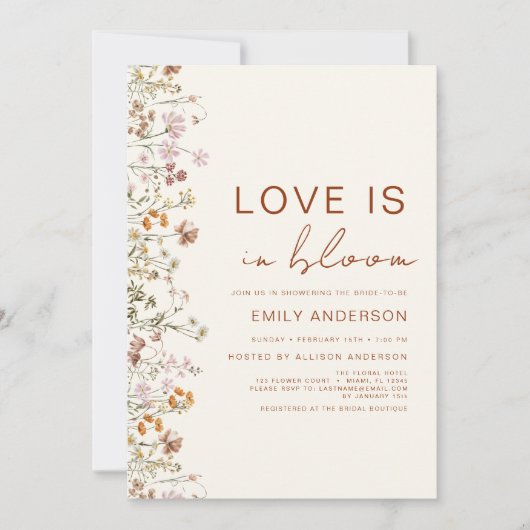 Liefde in het Vrijgezellenfeest Bloom Wildflower Kaart (Voorkant)