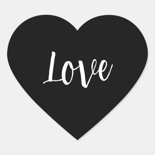 Liefde in het wit met zwarte achtergrond hart sticker (Voorkant)