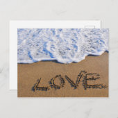 Liefde in het zand geschreven briefkaart (Voorkant / Achterkant)