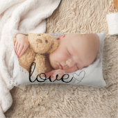 Liefde in het zwart script & hart aangepaste foto  kussen (Deken)