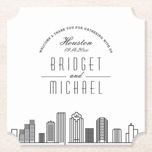 Liefde in Houston | City Skyline Welkom Kartonnen Onderzetters (Voorkant)
