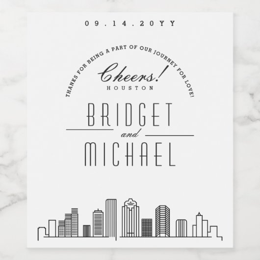 Liefde in Houston | Proost & Bedankt! Wijn Etiket (Enkel label)