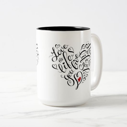 Liefde in je leven tweekleurige koffiemok (Voorkant rechts)