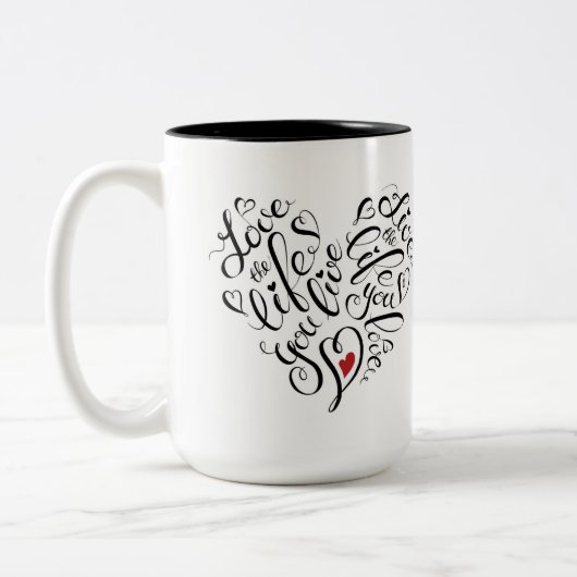Liefde in je leven tweekleurige koffiemok (Links)