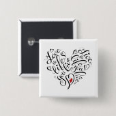 Liefde in je leven vierkante button 5,1 cm (Voorkant /achterkant)