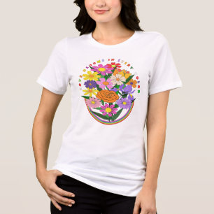 Liefde in kleur T-shirt met levendig bloemenhart