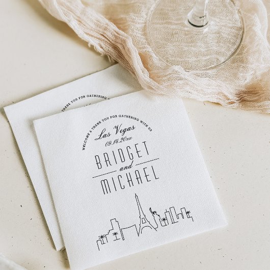 Liefde in Las Vegas | Moderne Deco City Skyline Servet