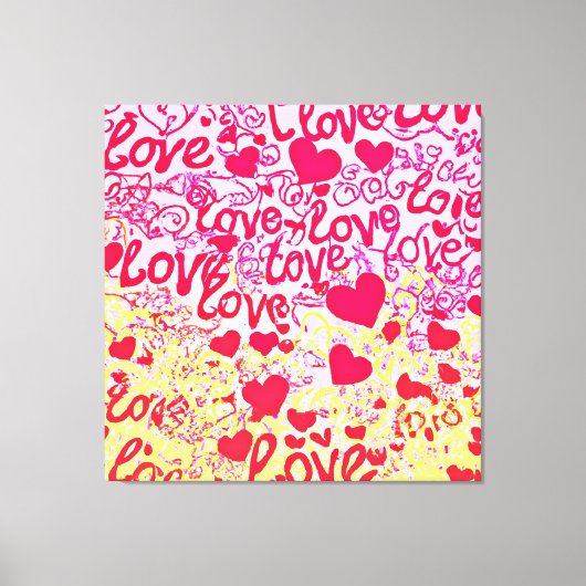 Liefde in Levendig Kleurenpatroon Canvas Afdruk (Voorkant)
