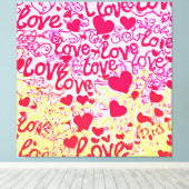 Liefde in Levendig Kleurenpatroon Canvas Afdruk (Insitu (Houten vloer))