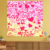 Liefde in Levendig Kleurenpatroon Canvas Afdruk (Insitu (Woonkamer))