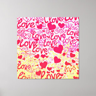 Liefde in Levendig Kleurenpatroon Canvas Afdruk