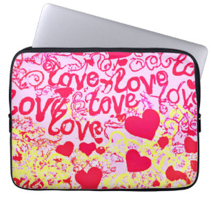Liefde in Levendig Kleurenpatroon Laptop Sleeve